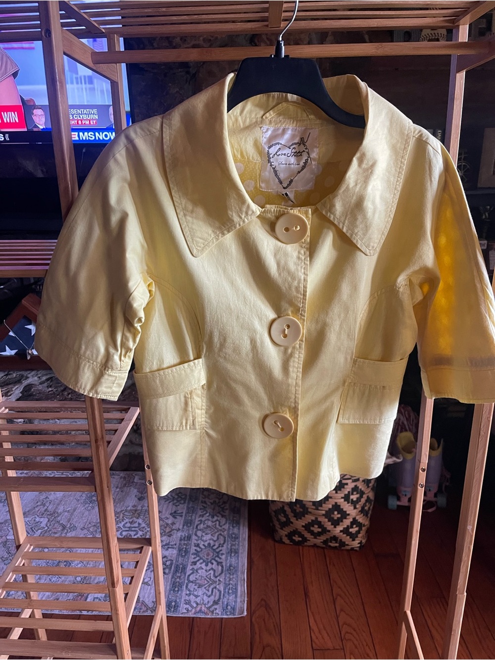 Love Stitch Pale Yellow Button-Front Blouse
